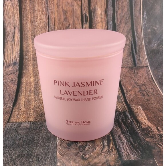 Sterling Home Pink Jasmine Lavender Candle 12oz Two‎ Wick Spa Scented Jar New - Picture 1 of 6